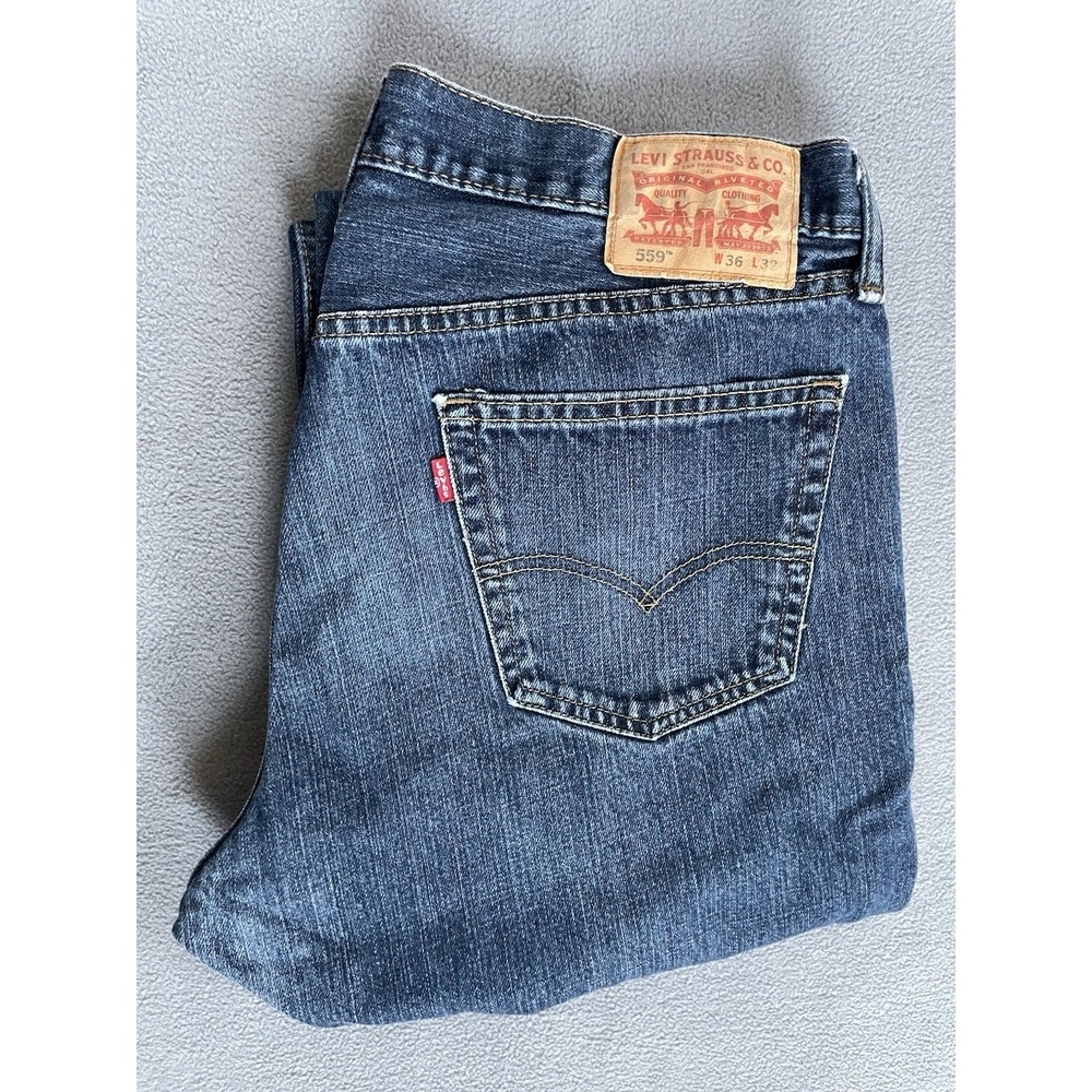 Vintage 90s Levis 559 Jeans Men 36x32‎ Blue Relaxed Straight (34x30) See Photos